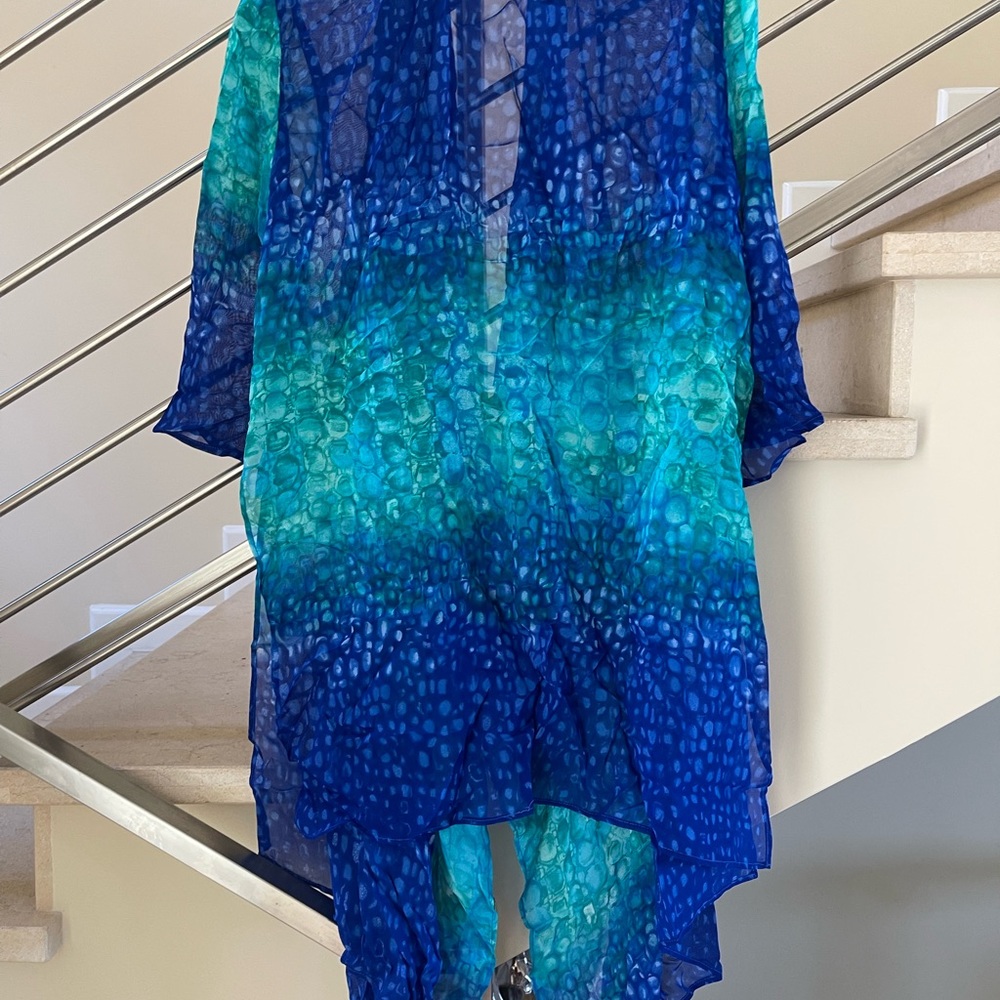 VINTAGE GOTTEX TURQUOISE swim coverup 💝HP - Picture 9 of 10